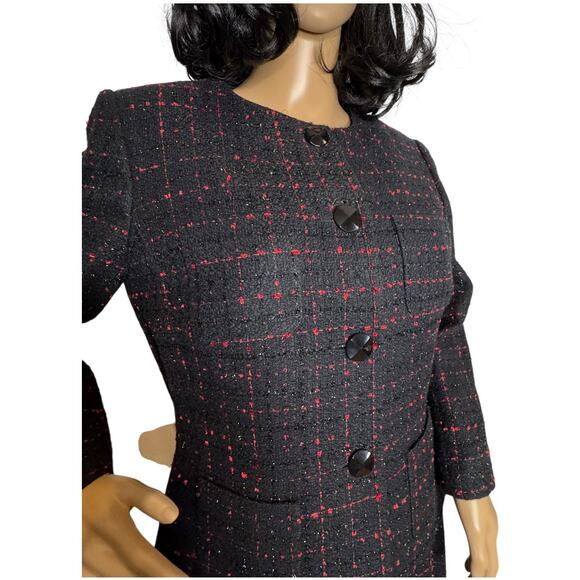 Tahari ASL evening classics boucle tweed sparkly dress suit black & red size 8 - Picture 5 of 16